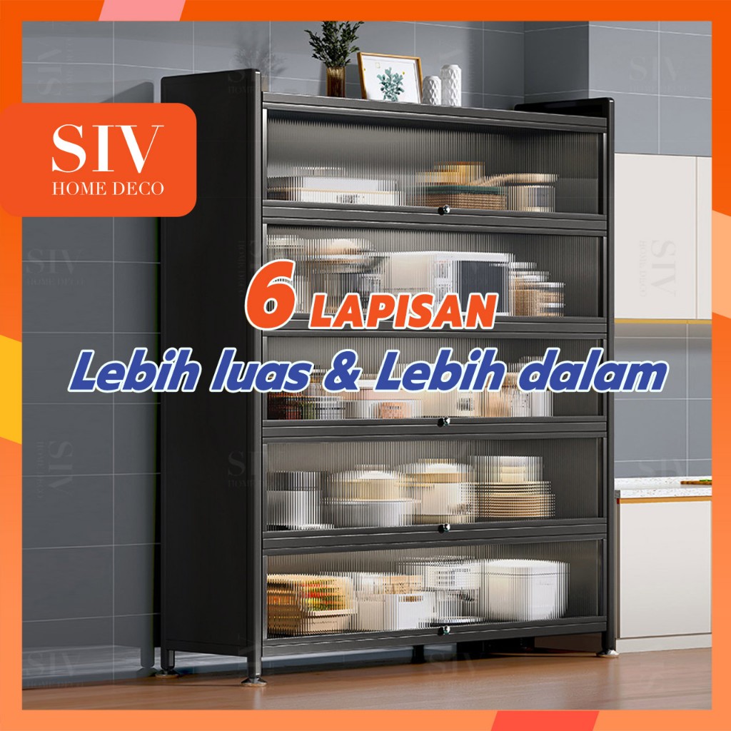 SIV Rak Lemari Dapur Lemari Piring Minimalis Rak Dapur Serbaguna Rak Kabinet Rak Penyimpanan Dapur Rak Oven Microwave Rak Roda Rak Dapur Susun