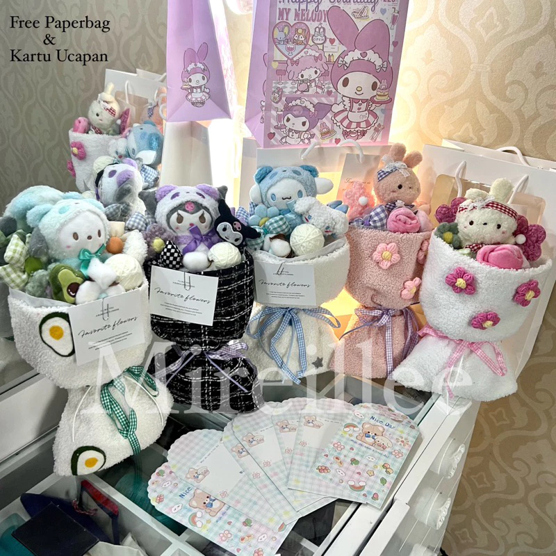 Buket boneka hampers bouquet boneka bunga & cokelat milka READY STOCK - valentine ulang tahun wisuda kado buket nikahan