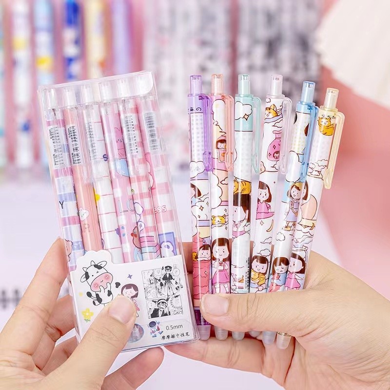 (27AN.ID) Pulpen Set Karakter Lucu H643 Pulpen Mekanik isi 6pcs Bolpoin Gel