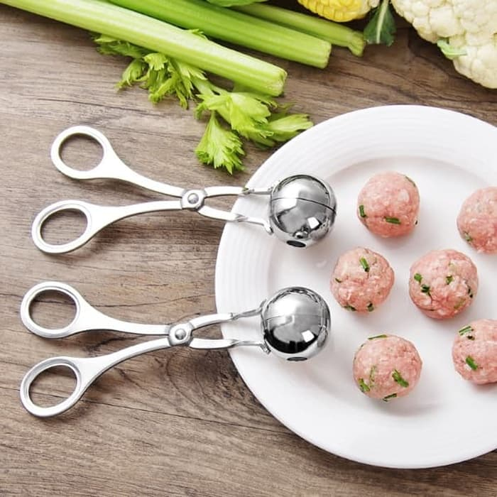 Cetakan Bakso Stainless Steel Alat Spatula Pembuat Bakso Anti Lengket / Meatball Maker Stainless Steel Meatball Mold