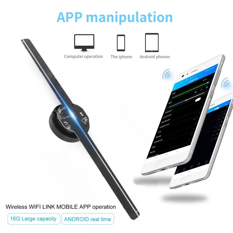 KIPAS HOLOGRAM 3D FAN HOLOGRAM 3D MESIN IKLAN 3D 42CM WIFI