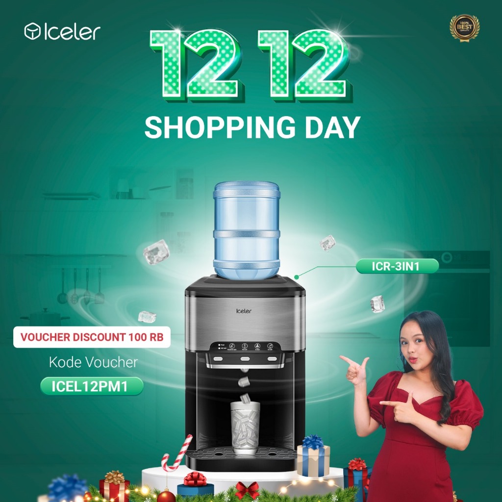 Iceler Dispenser Mesin Es Multifungsi 3 in 1 Air Panas Air Dingin Es Batu