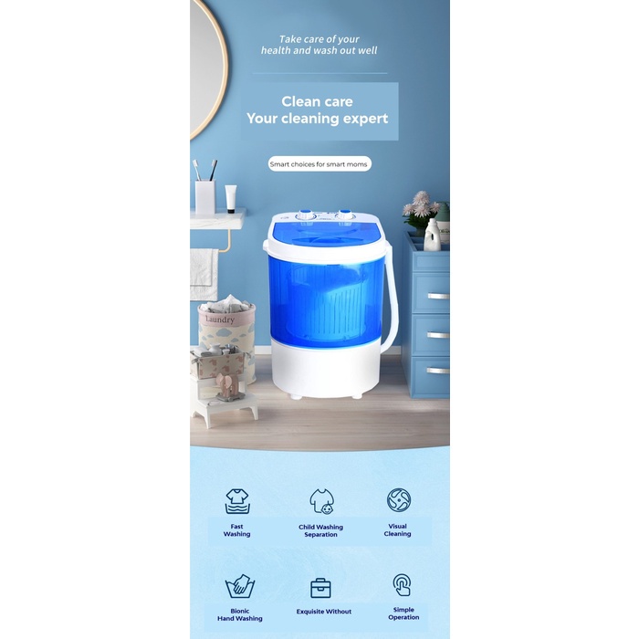 GROSIRUNIK99 Mesin Cuci Portabel untuk Baju dan Sepatu - 260W 1.8 Kg - XPB15-168A