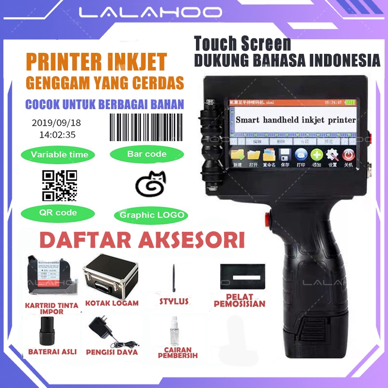 ⚡Garansi 1 tahun⚡Printer inkjet Genggam Portable Mesin Tinta printer inkjet Tanggal Otomatis Model Genggam Dengan Tutup Botol digital Label Printer QR Bar Batch Kode Tanggal Pembuatan Printer