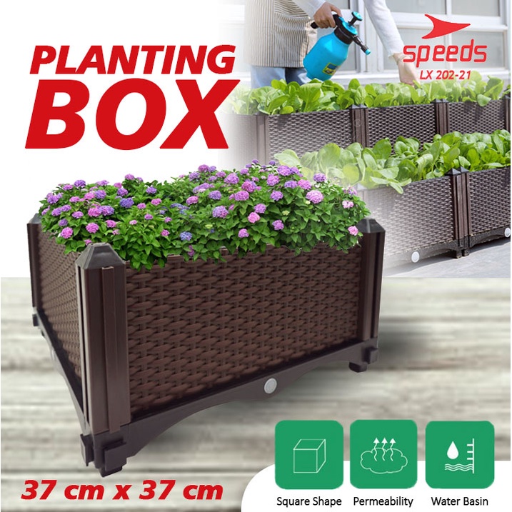 SPEEDS Planting Box 37x37cm Tanaman Plastik Pot Bunga Planter Benih Bibit Hiasan Rumah SPEEDS 202-21