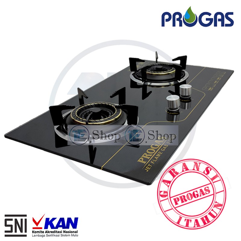 Kompor Gas 2 Tungku Tanam Kaca Progas Kompor tanam - Garansi 1 Tahun
