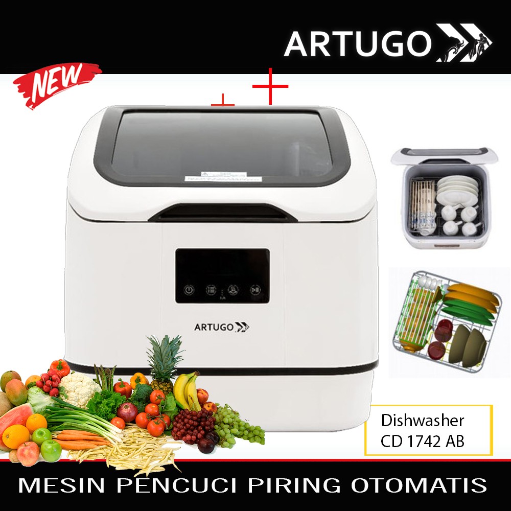 Artugo Digital Portable Dishwasher Mesin Cuci Piring Buah Sayur Cd1742 Ab