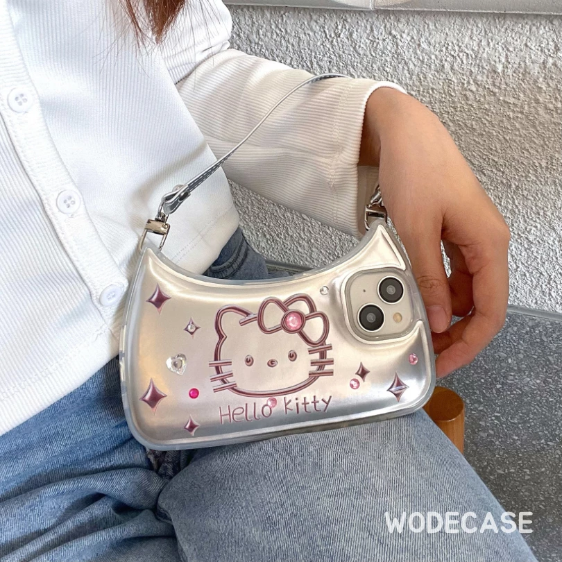 WODECASE Hello Kitty Handbag Case untuk Iphone 11-14 Pro Max