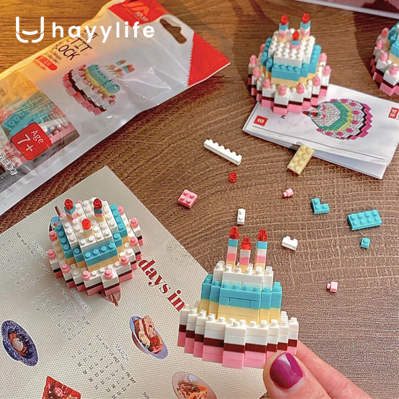 Hayylife Set Blok Puzzle Butiran Kue - Mainan Puzzle Kecil dengan Blok Butiran untuk Latihan Keterampilan Pemecahan Masalah dan Hadiah Ulang Tahun Wanita HL-GCE883