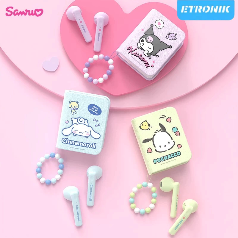 ETRONIK Headset bluetooth buku Sanrio asli kuromi yugui anjing pacha anjing in-ear headset bluetooth nirkabel in-ear yang lucu dengan masa pakai baterai yang sangat lama
